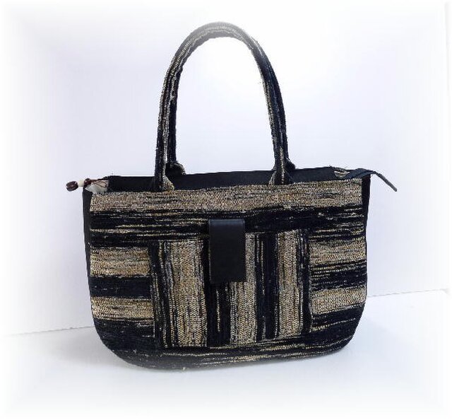 裂き織りバッグ 大 ｂ ０７５ Iichi ハンドメイド クラフト作品 手仕事品の通販