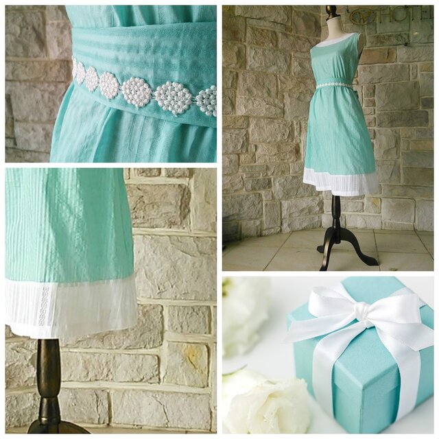 【リゾート コットン ワンピース】ロビンズエッグブルー（ブルーグリーン）　サマードレス