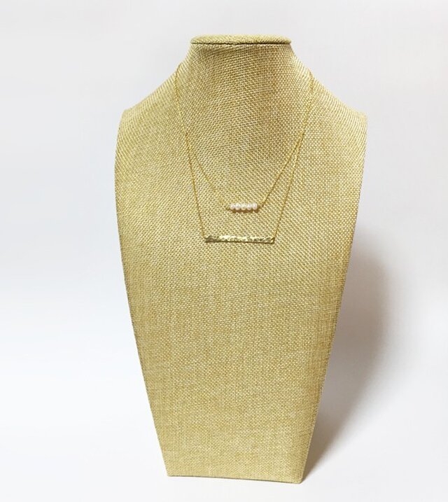 真鍮と淡水パールの2連ネックレス | iichi ハンドメイド・クラフト作品・手仕事品の通販