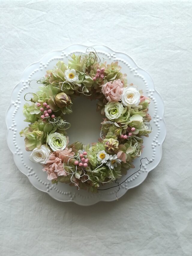 ピンクカーネーションの優しいwreath