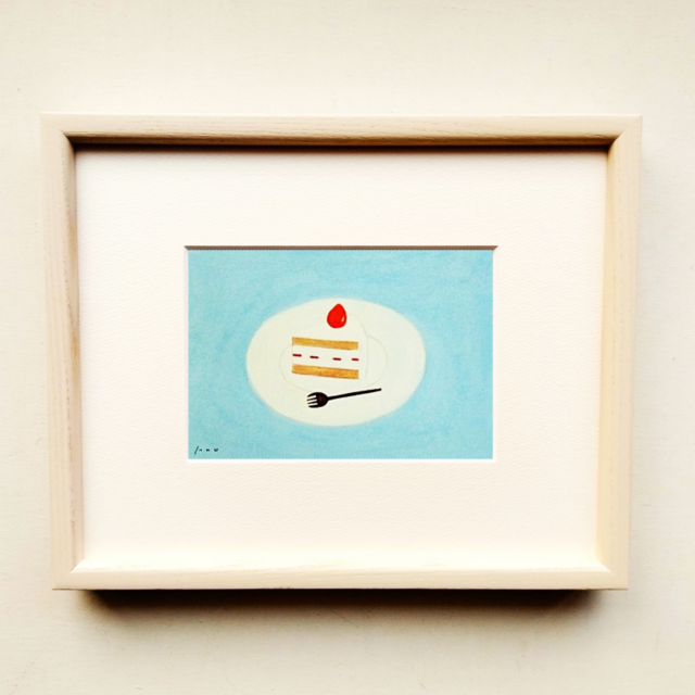 アクリル画｜原画「ショートケーキ」※木製額縁入り（インチサイズ）　