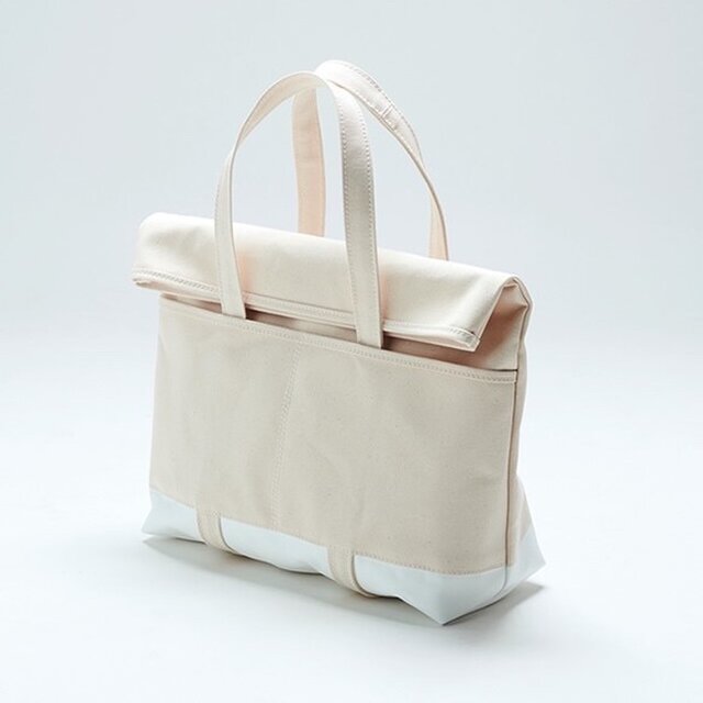 予約販売】キャンバス 折りたたみトートバッグ（ホワイト×ラバー
