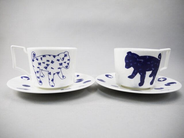 Shiba Dog Pair Tea Cup&Saucer 柴犬ティーカップ&ソーサーペアセットの画像1枚目