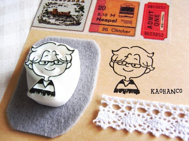 消しゴムはんこキッズ☆メガネっ子はんこ | iichi 日々の暮らしを