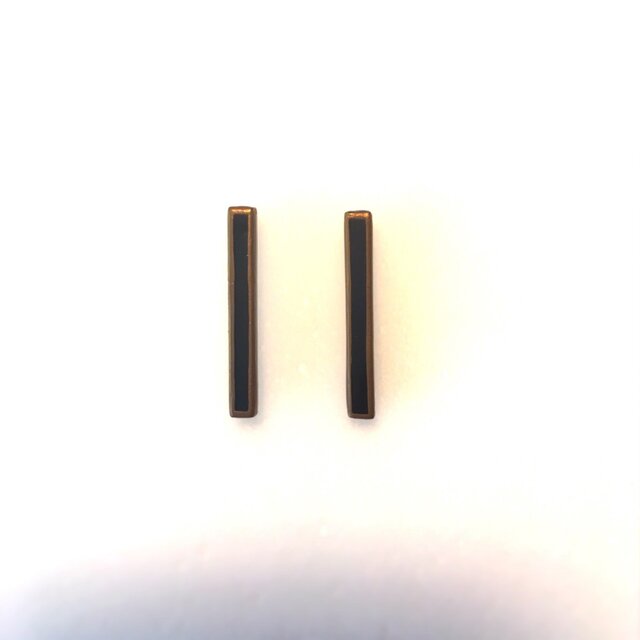 Straight-Gold (S_Size) 蒔絵ピアス K18の画像1枚目