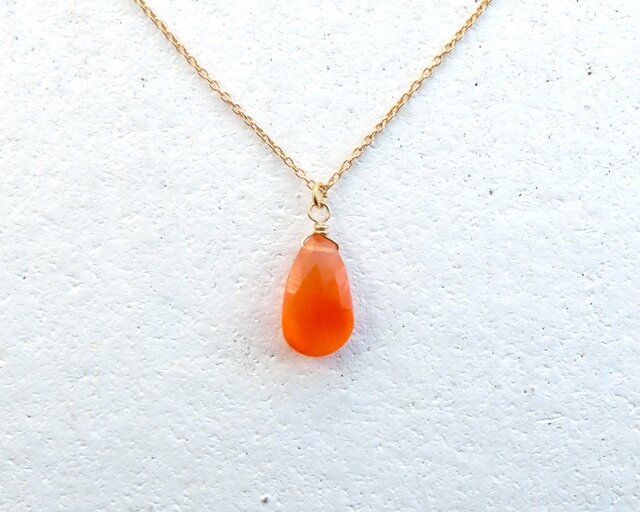 14kgf/カーネリアンのペアシェイプネックレス | iichi 日々の暮らしを