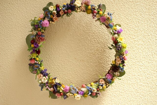 「野の花リース」17cmの画像1枚目