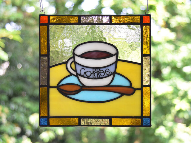ステンドグラスパネル コーヒー(ii) 15cm | iichi 日々の暮らしを 