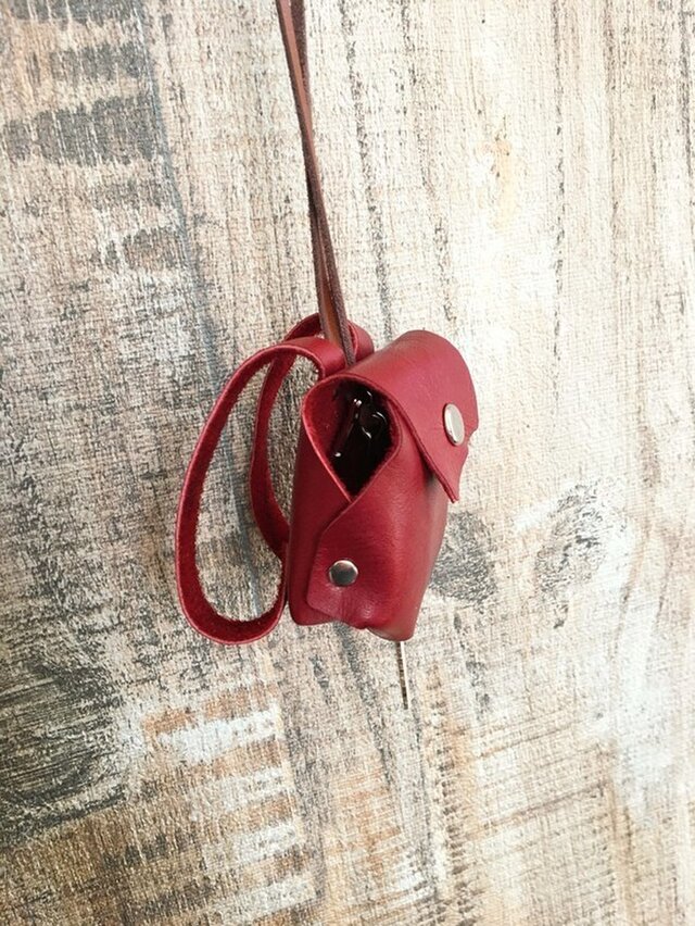 本革 レザー ランドセル キーホルダー レッドの画像1枚目