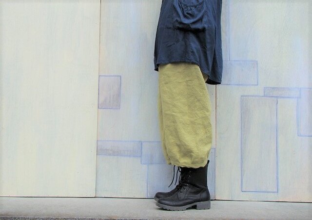 ベルギーリネンのもんぺ*からし色 | iichi 日々の暮らしを