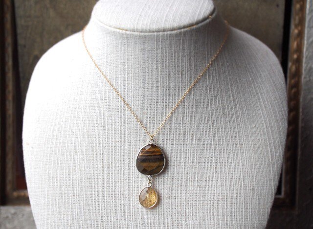 シトリンとタイガーアイのネックレス | iichi 日々の暮らしを