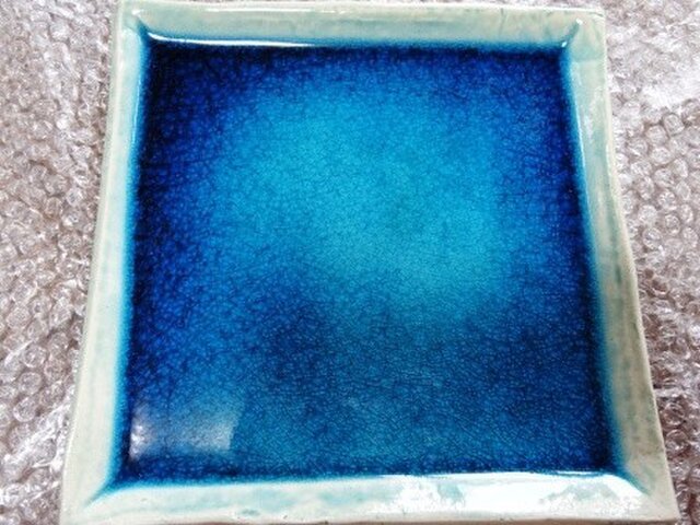 エジプト青釉 角皿 EB2の画像1枚目