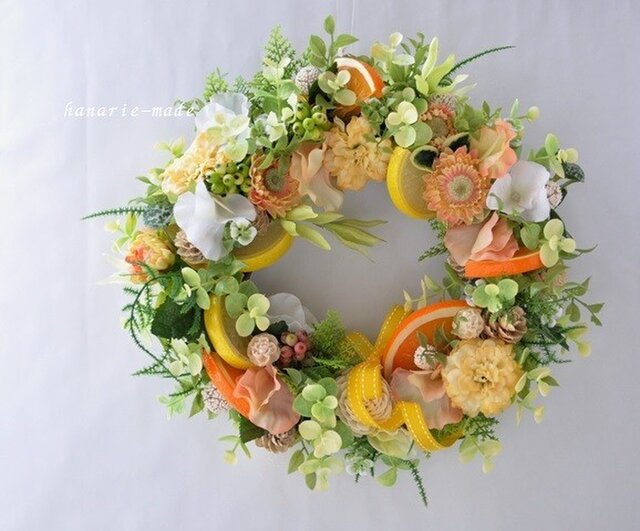 orderAさま 白いマムのリース・シトラスとナッツのリース | iichi 日々