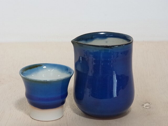 父の日 青釉冷酒セット(片口 ぐい呑み)の画像1枚目