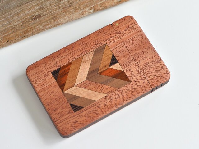 木製名刺入れ 寄木細工【ヘリンボーンA】マホガニー | iichi 日々の