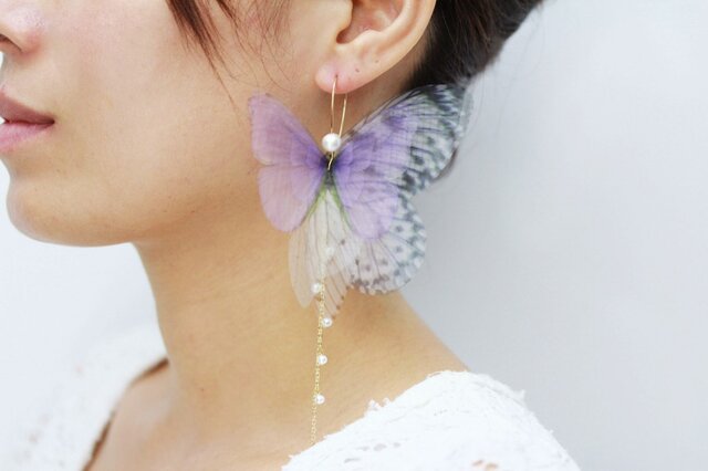クリスマス Amethyst Fairy Dream Pearl ピアス(イヤリングへ変更可)の画像1枚目