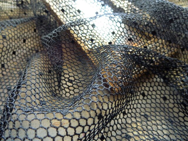 *♥*Antique Silk and Cotton Tulle Lace Black 60×47cm*♥*の画像1枚目