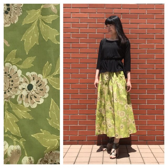 はくだけで美人に変身するティアードスカート（向日葵：グリーン）