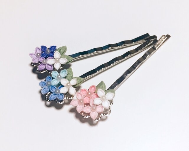 *あじさいの花束*ヘアピン -つまみ細工-の画像1枚目