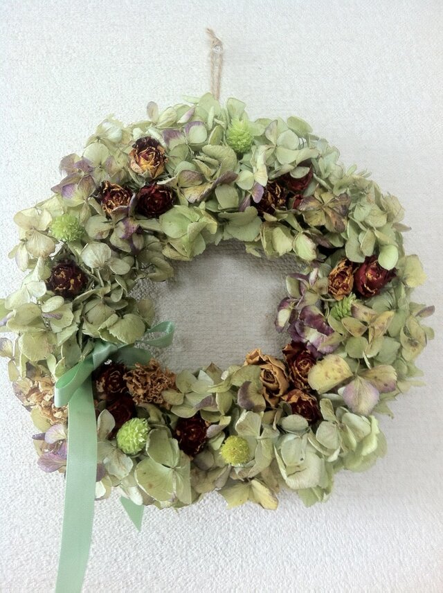 《送料無料》あじさいとミニバラのリース