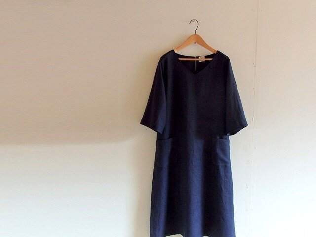 リネンvネックワンピース L Iichi ハンドメイド クラフト作品 手仕事品の通販