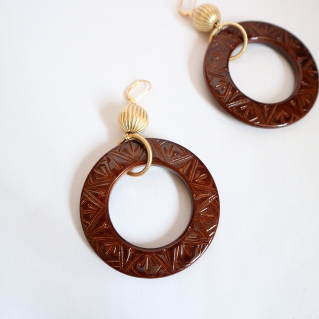 Big Ring Brown pierce(earring)の画像1枚目
