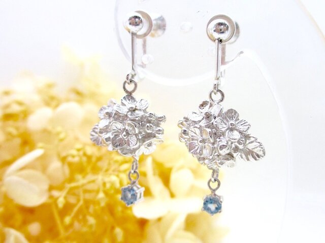 SV あじさいのイヤリング アクアマリン 1733の画像1枚目