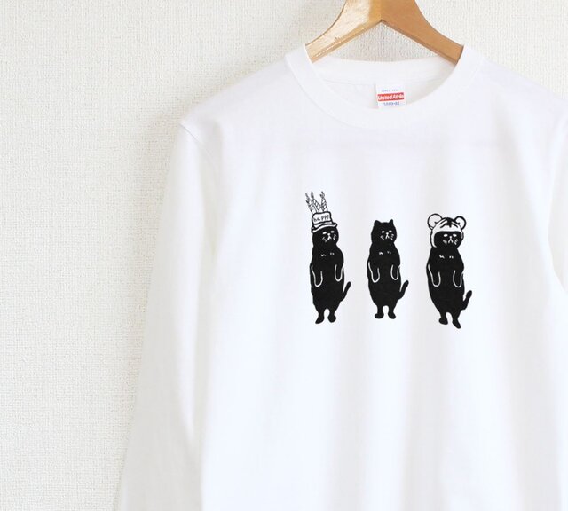 やる気のない黒猫のパーティー ロングTシャツ | iichi 日々の暮らしを
