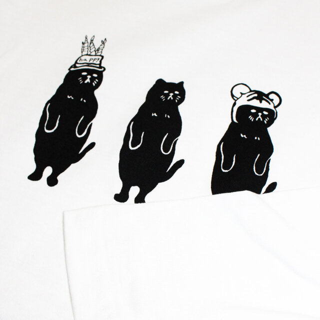 やる気のない黒猫のパーティー ロングTシャツ | iichi 日々の暮らしを