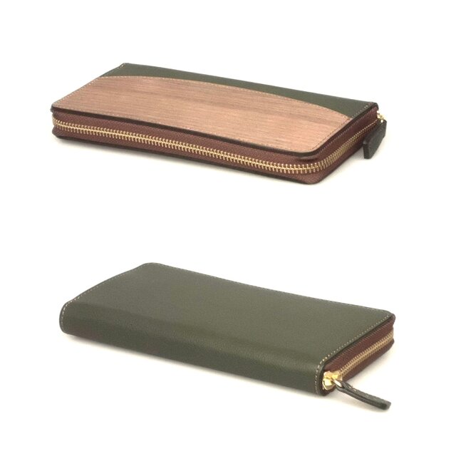 5色] 木と革のラウンドZIP長財布 --- 贅沢な総革仕上げ | iichi 日々の