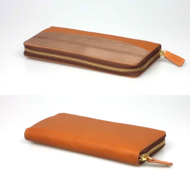 5色] 木と革のラウンドZIP長財布 --- 贅沢な総革仕上げ | iichi 日々の