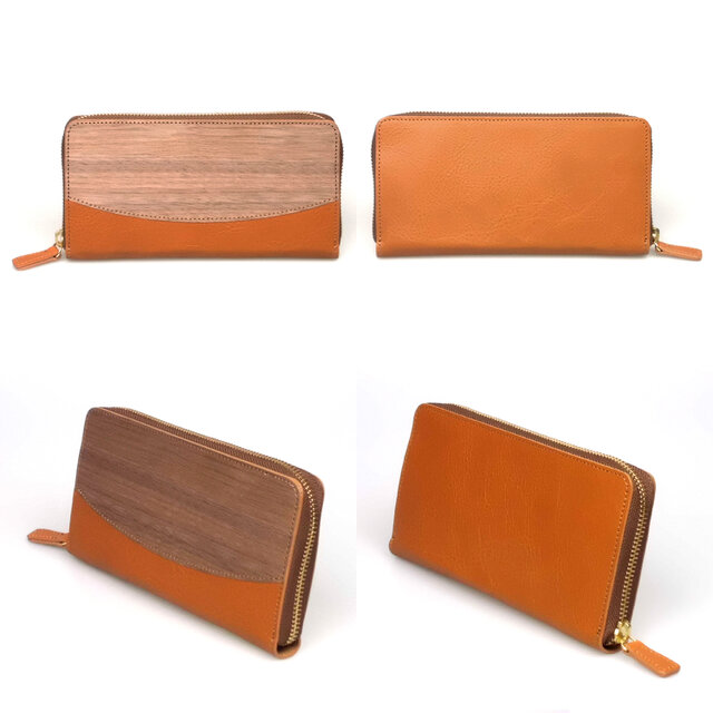 5色] 木と革のラウンドZIP長財布 --- 贅沢な総革仕上げ | iichi 日々の