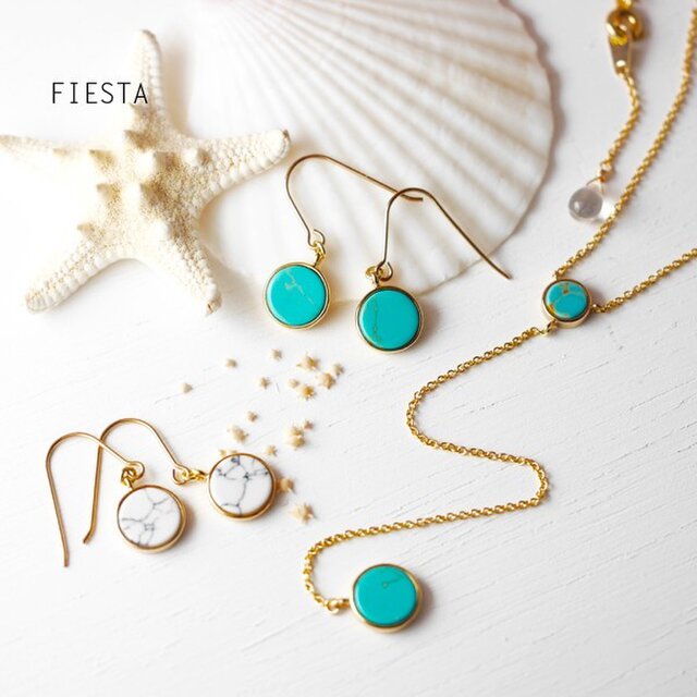 No.103] パライバカラー アマゾナイトのピアス イヤリング 14kgf No