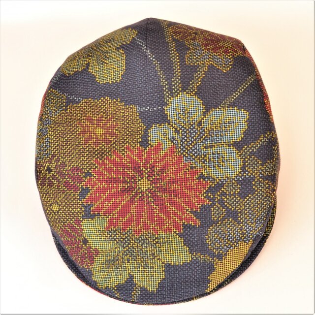 花柄 紬 ハンチング