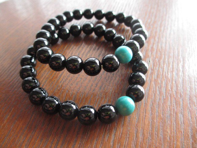 ◇EC◇魔除けの石 天然ターコイズ、オニキスbracelet◇ | iichi