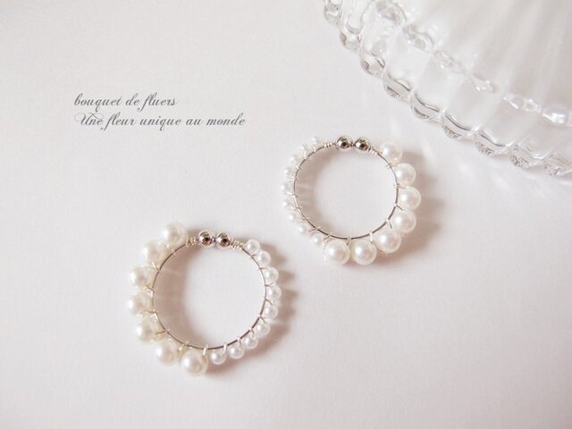 2way Pearl designed ノンホールフープイヤリングの画像1枚目