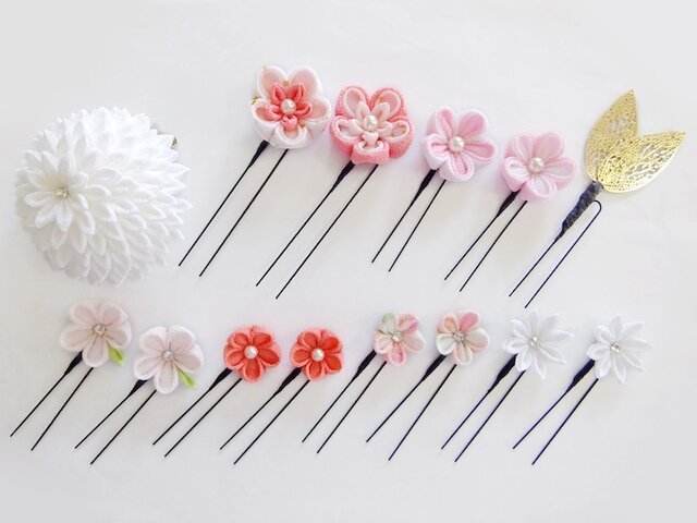 《期間限定セール品》つまみ細工クリップ・Uピンセット / フラワーベールの画像1枚目