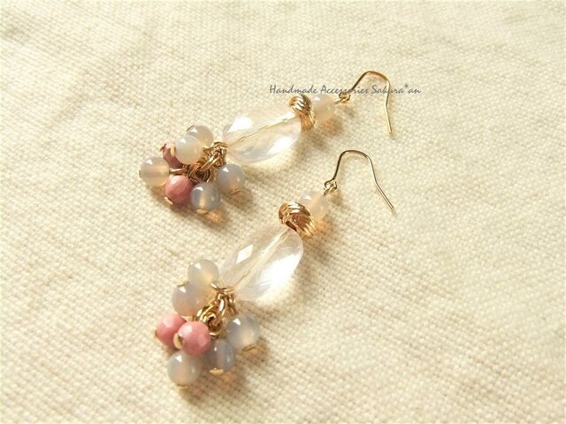 Pierces or Earrings ローズクォーツ(P0756)の画像1枚目