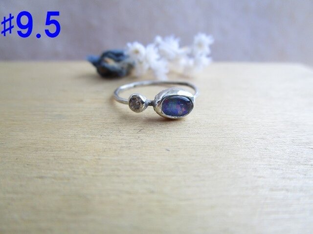 silverトリプレットオパールczリングの画像1枚目