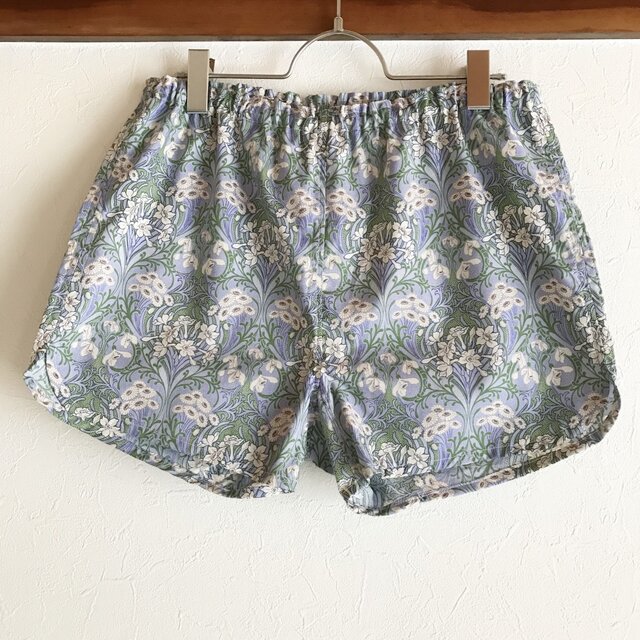 ★送料無料★可愛いハギレのショートパンツ:L(ナルシス:ラベンダー)の画像1枚目