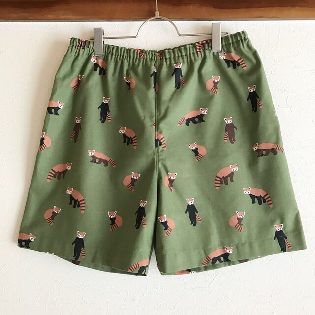 ★送料無料★可愛いハギレのショートパンツ:LL(レッサーパンダ)の画像1枚目