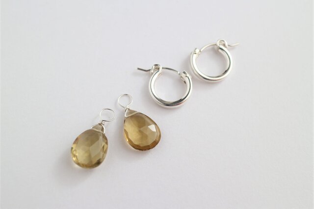 silver ミニフープピアス(ビアクォーツ)の画像1枚目