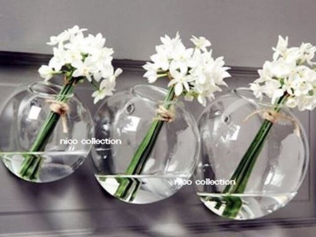 ガラスのインテリア 壁掛け花瓶 12cm テラリウムにも Iichi ハンドメイド クラフト作品 手仕事品の通販