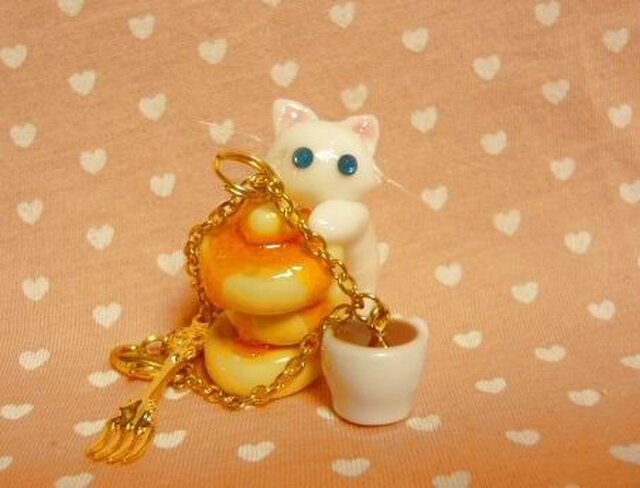 にゃんこのしっぽ○ホットケーキのバッグチャーム○ターキッシュアンゴラの画像1枚目
