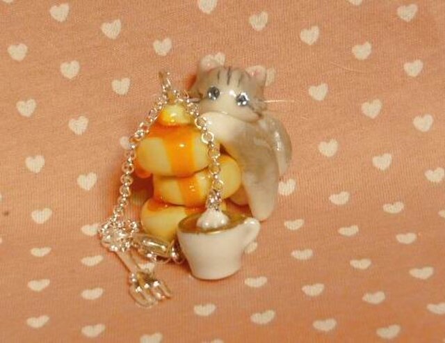 にゃんこのしっぽ○ホットケーキのバッグチャーム○ノルウェージャンの画像1枚目