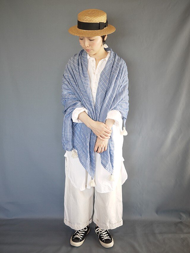 bluecheck tassel stoleの画像1枚目