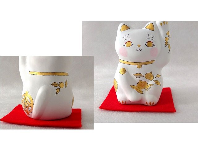 ハンドメイド浮き玉「招き猫　招福」