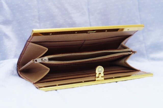 文鎮口金の長財布 あずき色 | iichi 日々の暮らしを心地よくする