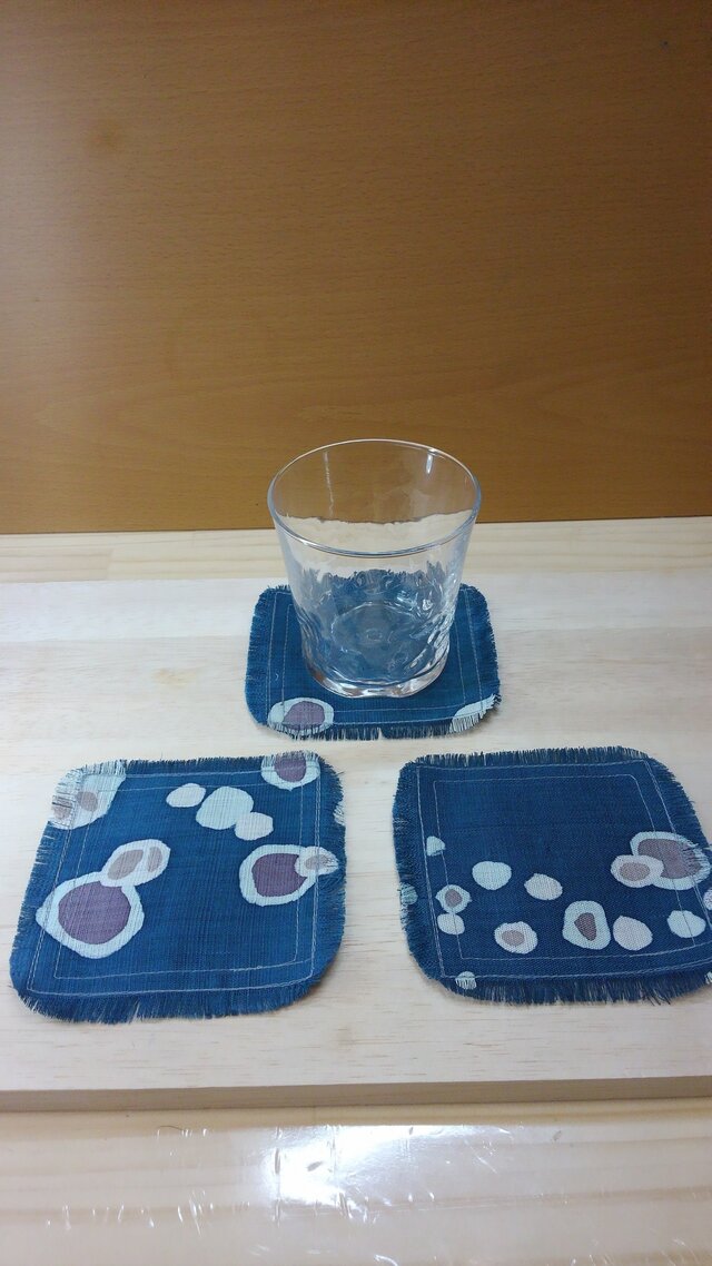 麻のコースター 藍色の画像1枚目