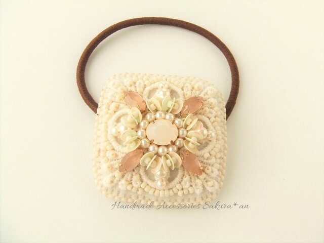Hairaccessory ヘアゴム スクエアレースA(K0589)の画像1枚目